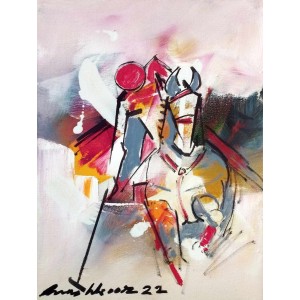 Mashkoor Raza, 12 x 16 Inch, Oil on Canvas, Polo Painting, AC-MR-584